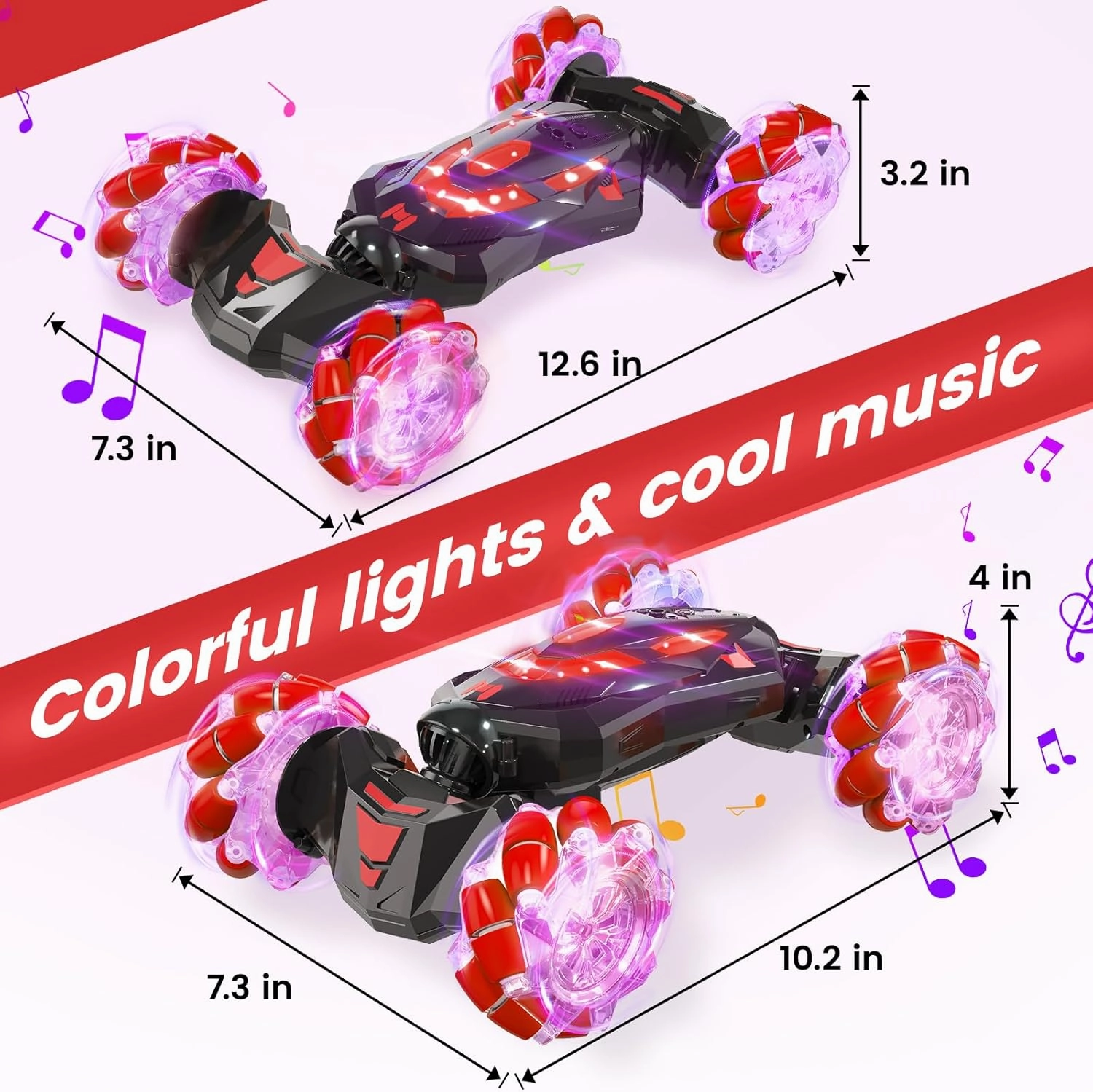 Gesture Sensing RC Stunt Car,Remote Control Car Toys for Ages 5-13,Drift Cars with Lights Music,4WD 360° Spins All Terrains Kids Toys RC Cars, 5-12 Best Birthday Gift for Kids