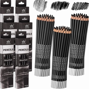 Geyoga 72 Pcs Professional Charcoal Pencils Soft, Medium and Hard for Drawing Charcoal Pencils for Art Painting Sketching Shading Drawing Blending Portrait artists