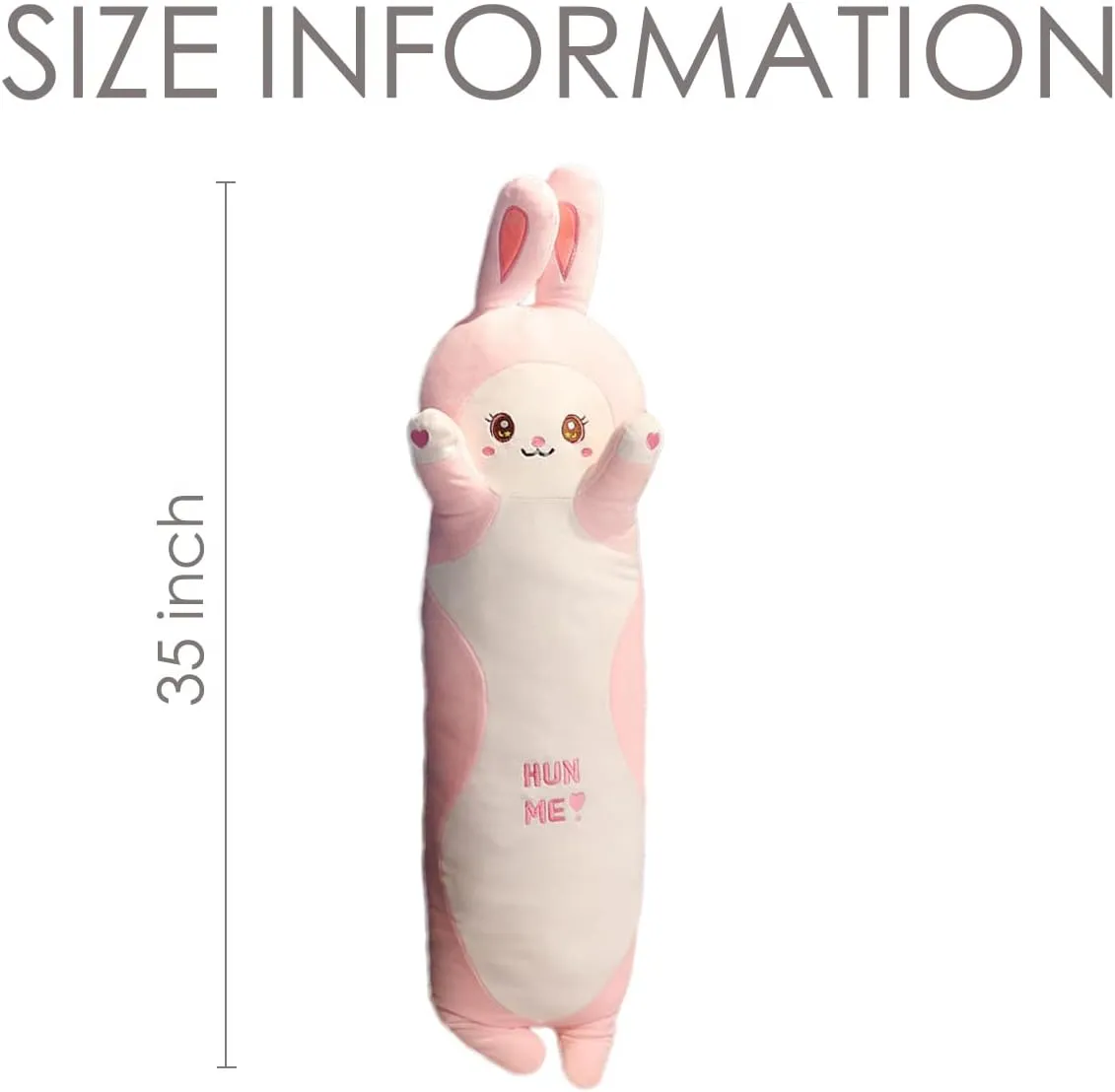 Giant Bunny Plush Stuffed Animal Pillow:Cute Soft Novelty Rabbit Hugging Cuddle Pillow Sleeping Fuzzy Kawaii Toy for Home Decor Birthday Valentine for Girlfriend Girls Boys Kids 35 inch