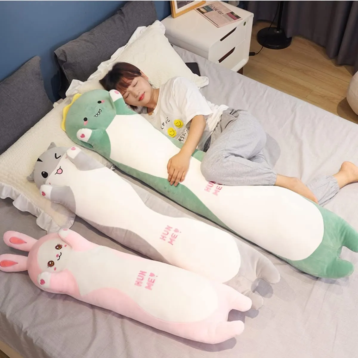 Giant Bunny Plush Stuffed Animal Pillow:Cute Soft Novelty Rabbit Hugging Cuddle Pillow Sleeping Fuzzy Kawaii Toy for Home Decor Birthday Valentine for Girlfriend Girls Boys Kids 35 inch