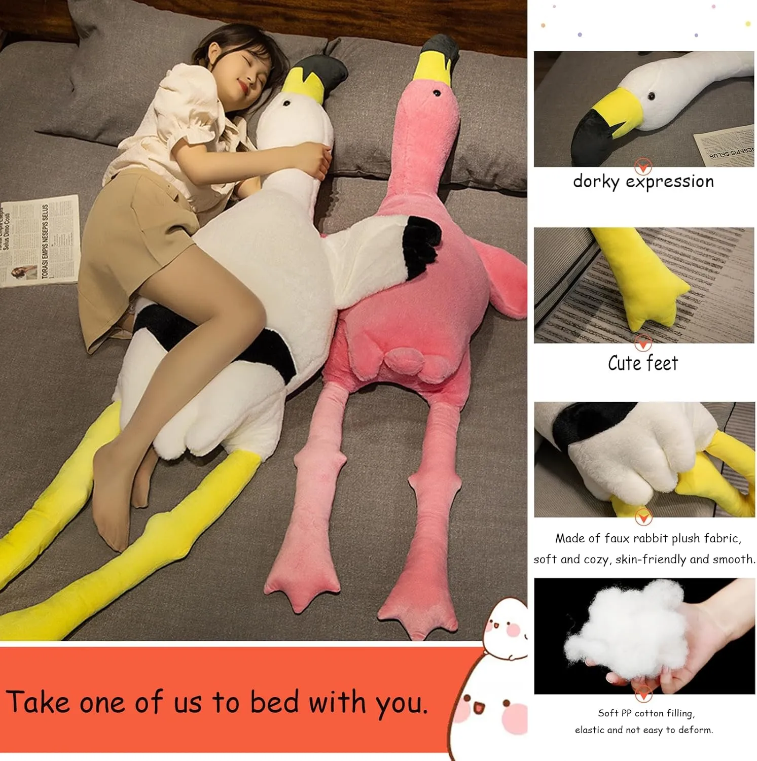 Giant Flamingo Plush Toy 71” Pink Flamingos Plush Pillow Plush Doll Toy Gift for Kids and Adults（Pink 71inch）