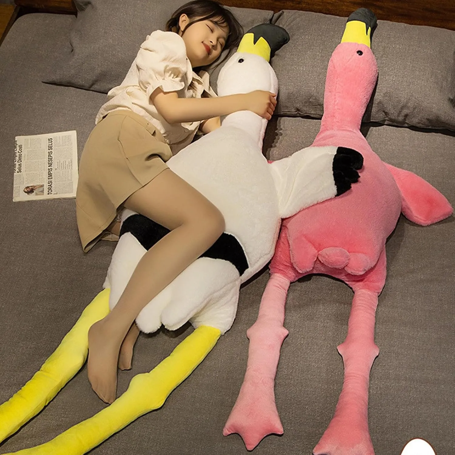 Giant Flamingo Plush Toy 71” Pink Flamingos Plush Pillow Plush Doll Toy Gift for Kids and Adults（Pink 71inch）