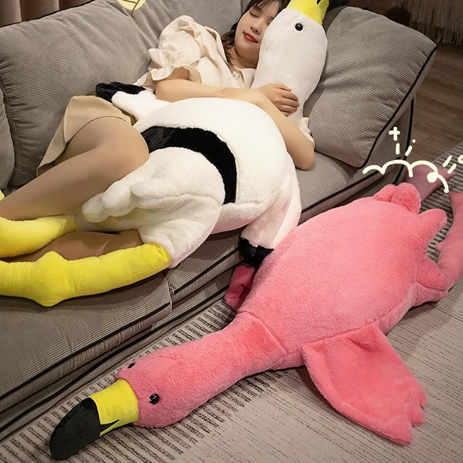 Giant Flamingo Plush Toy 71” Pink Flamingos Plush Pillow Plush Doll Toy Gift for Kids and Adults（Pink 71inch）
