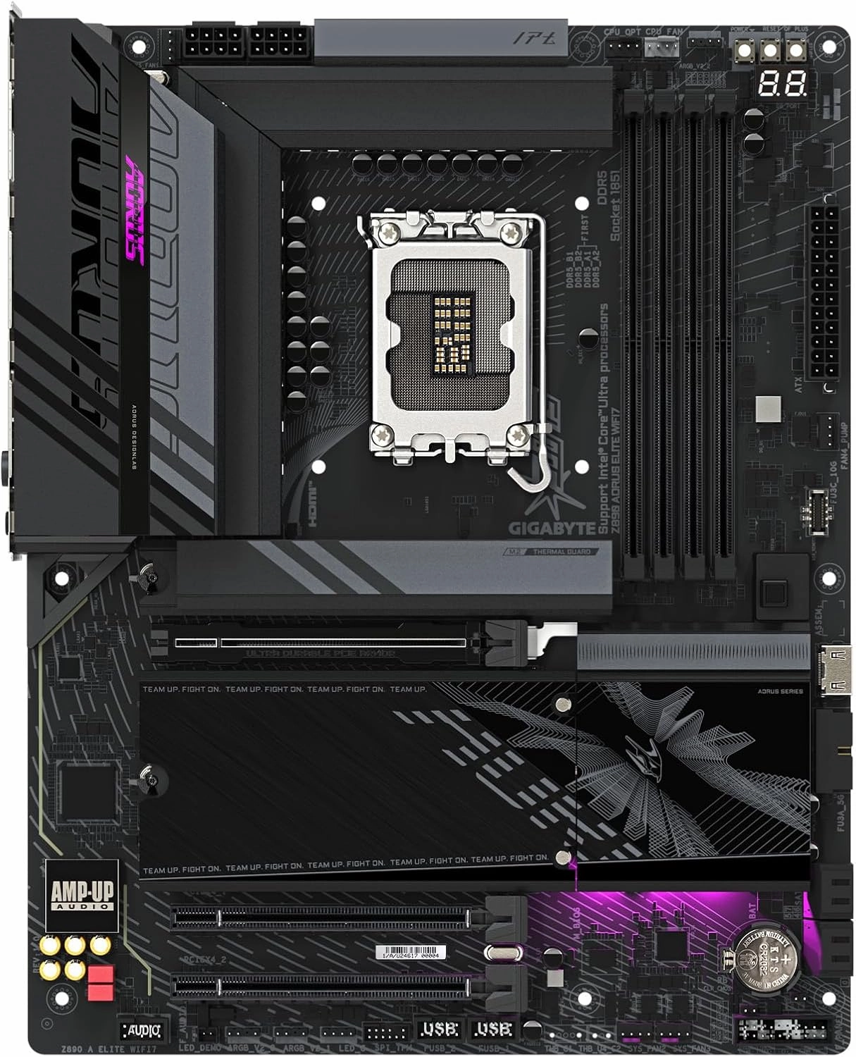 GIGABYTE Z890 AORUS Elite WIFI7 Intel Core Ultra (Series 2) LGA 1851 Motherboard, ATX, DDR5, 4X M.2, PCIe 5.0, Thunderbolt 4, WIFI7, 2.5GbE LAN, EZ-Latch