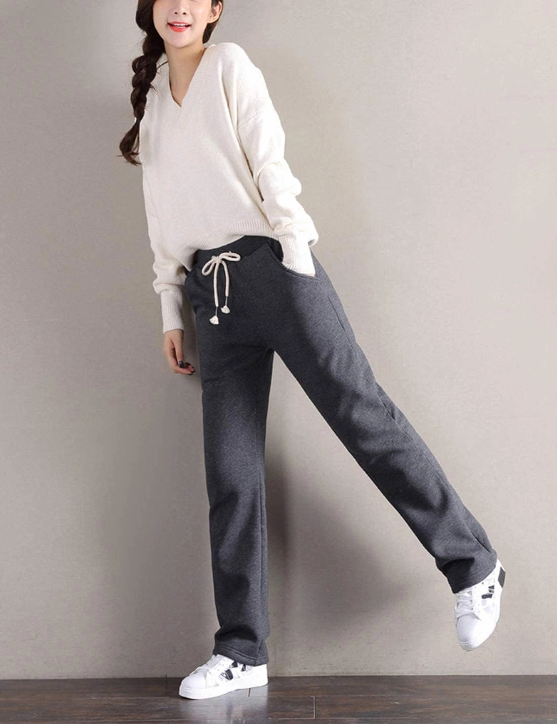 Gihuo Women's Winter Warm Sherpa Lined Sweatpants Fleece Pants