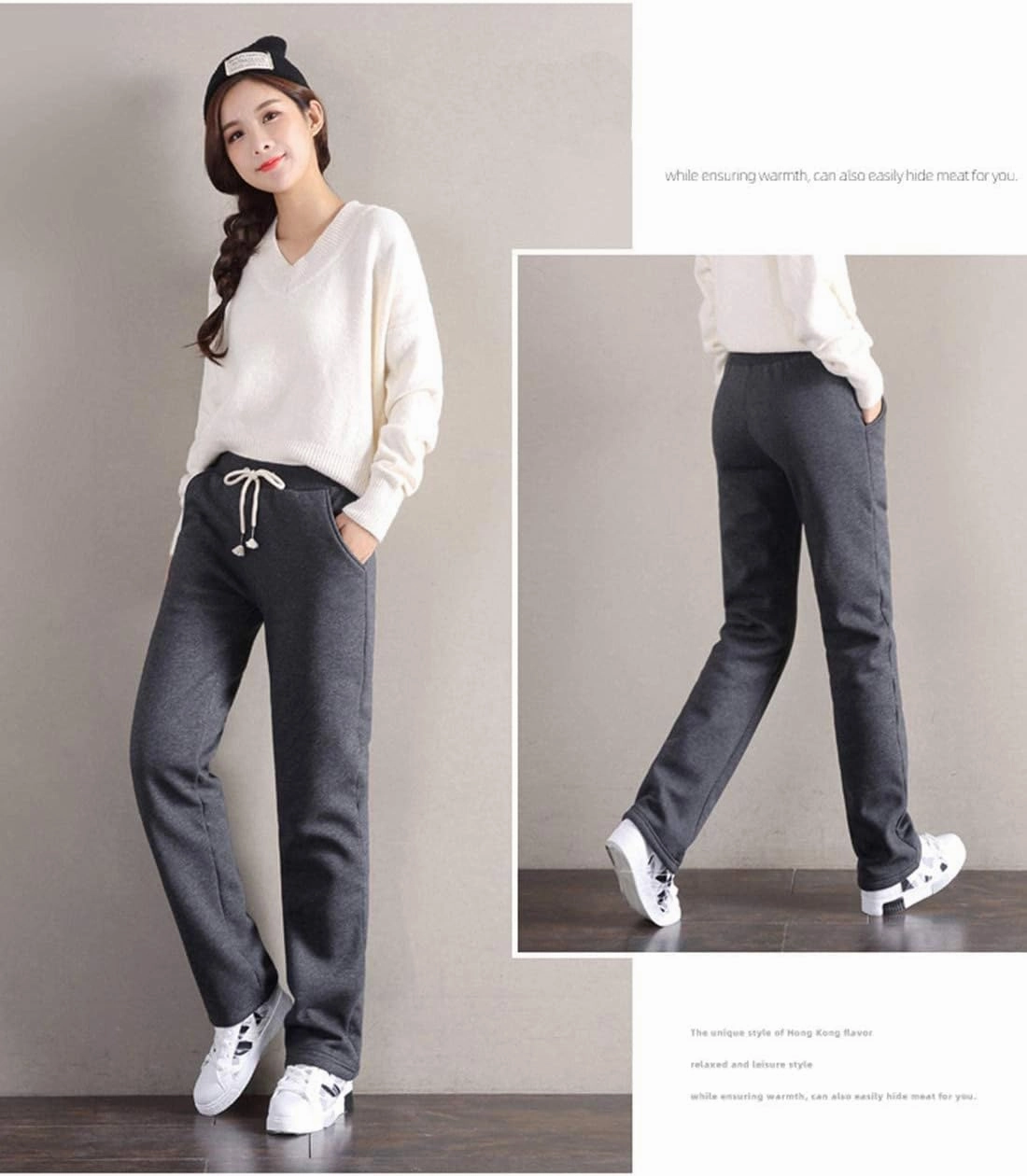 Gihuo Women's Winter Warm Sherpa Lined Sweatpants Fleece Pants