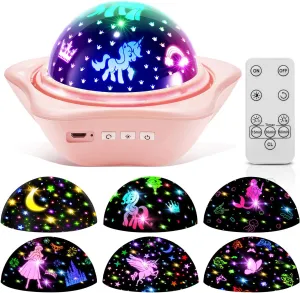 Girls Toys 1-10, 【6 Slides 96 Projections】Unicorn Toys Princess Toy 1-12,Mermaid Toy & Butterfly Room Decor for 2 Year Old Girl Birthday Gifts,Juguetes para Niñas,Gifts for 6 Year Old Girl Room Decor