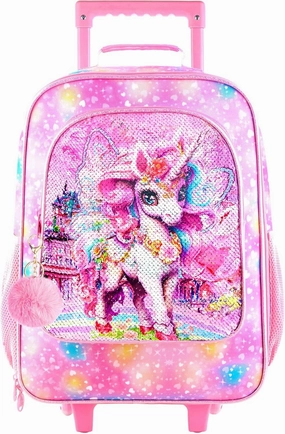 Girls Luggage, Kids Sequins Rolling Luggage, Cute Unicorn Travel Carry on for Elementary Preschool Toddler