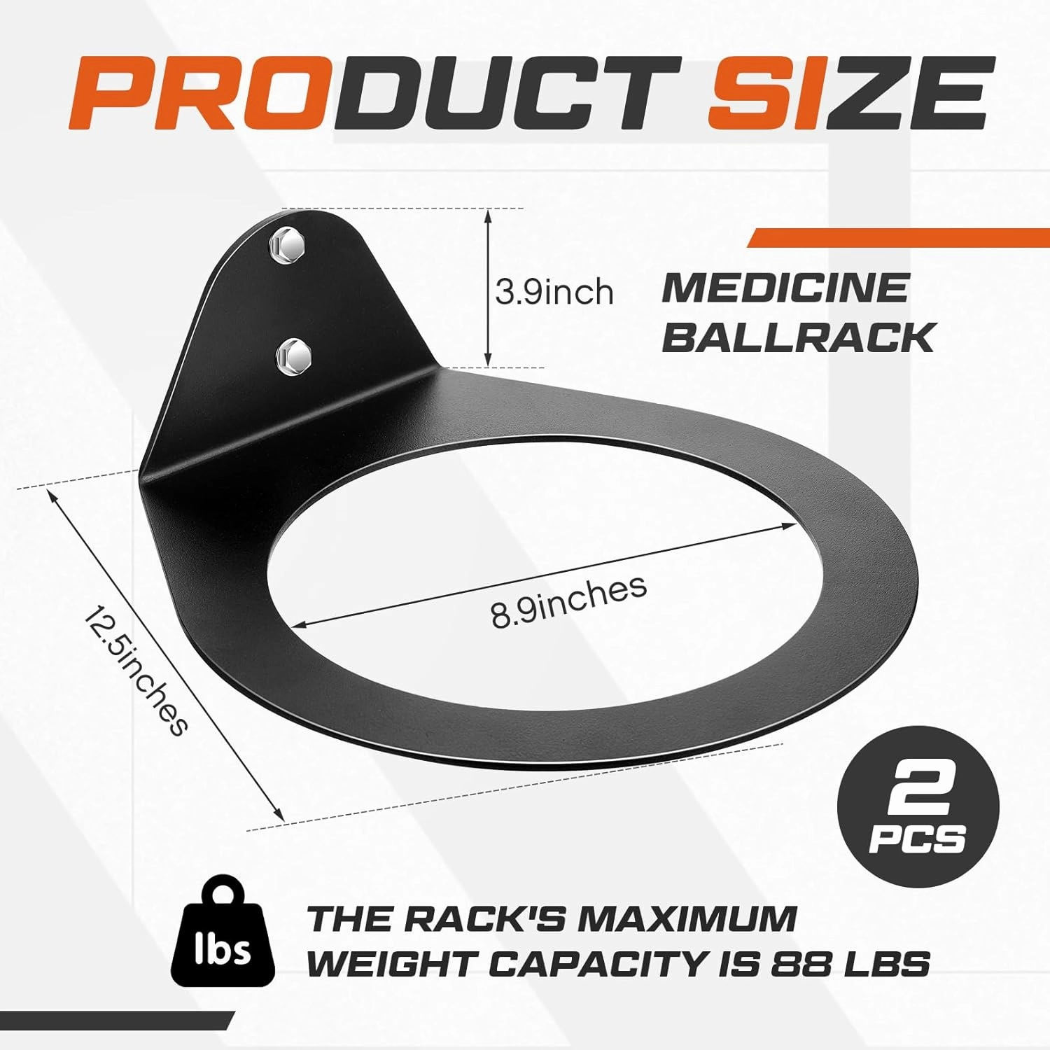 Gisafai Medicine Ball Rack Medicine Ball Wall Mount Storage Racks, 8.9 Inch Inside Diameter, 88 Lbs Wall Mounted Storage for Gym Exercise Sports Garage Home Commercial