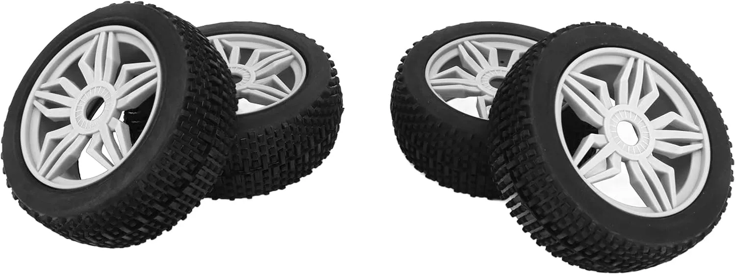 GLOGLOW Rubber Tires, 4PCS RC Car Wheels Flexible Control Uneven Thickened Universal for 1/8 Remote Control Car (White)