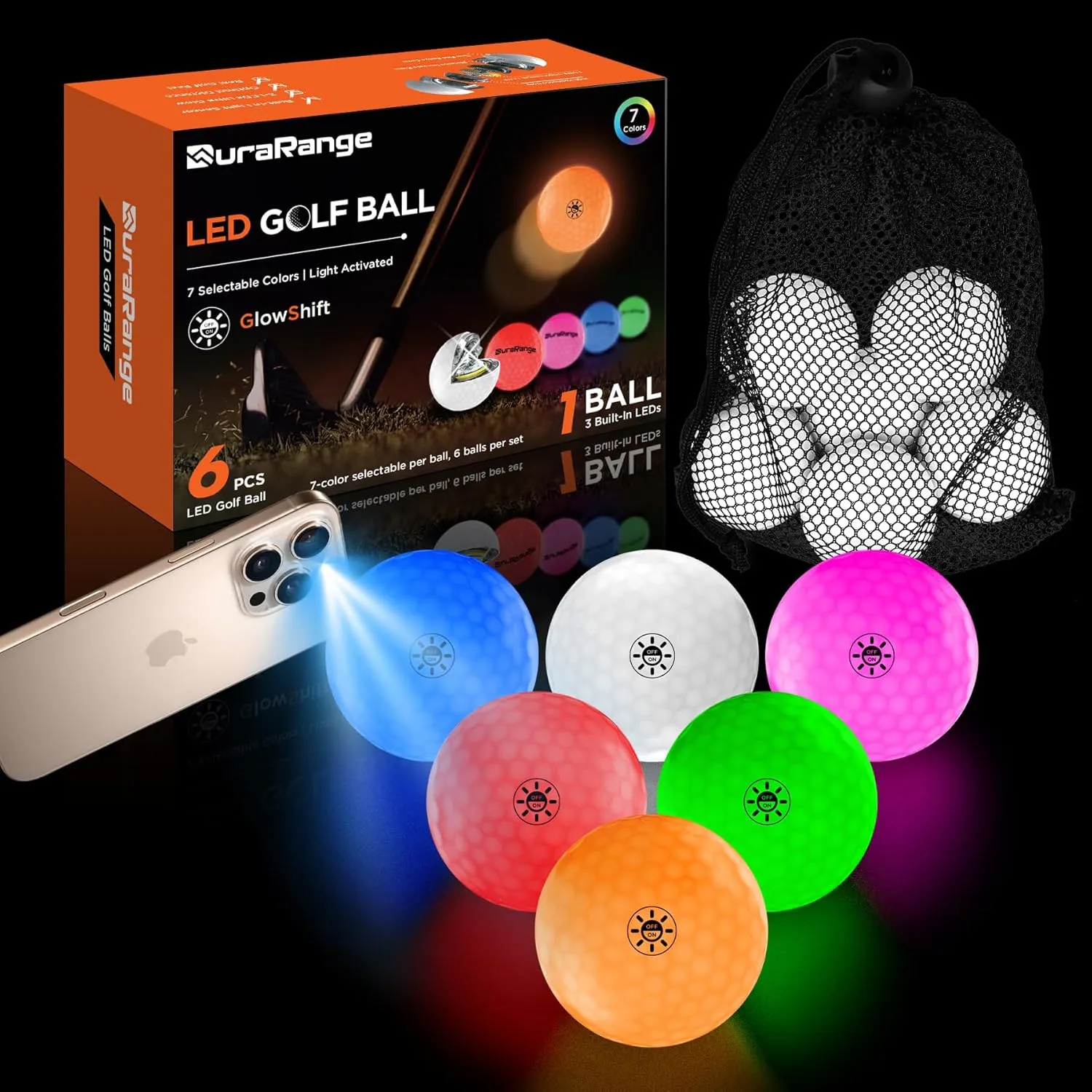 Glow in The Dark Golf Balls - Ultra Bright LED Golf Balls for Night Golf - Novelty Night Golf Gift for Men and Women | Backyard Practice Putting Green