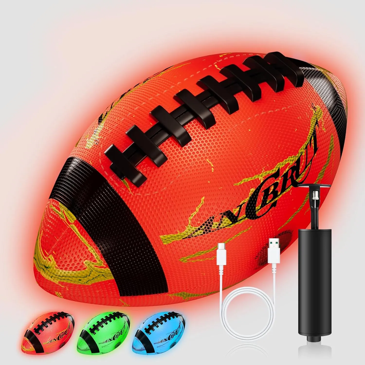 Glow in The Dark Soccer Ball, Light Up Indoor&Outdoor, Gifts for 3-15 Kids/Teens, Red LED Lights, Pre-Installed Batteries, Includes Pump-Size 3/4/ 5