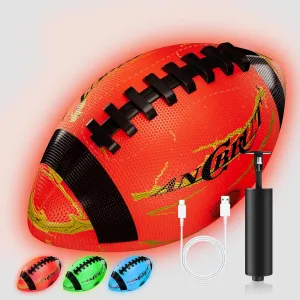 Glow in The Dark Soccer Ball, Light Up Indoor&Outdoor, Gifts for 3-15 Kids/Teens, Red LED Lights, Pre-Installed Batteries, Includes Pump-Size 3/4/ 5