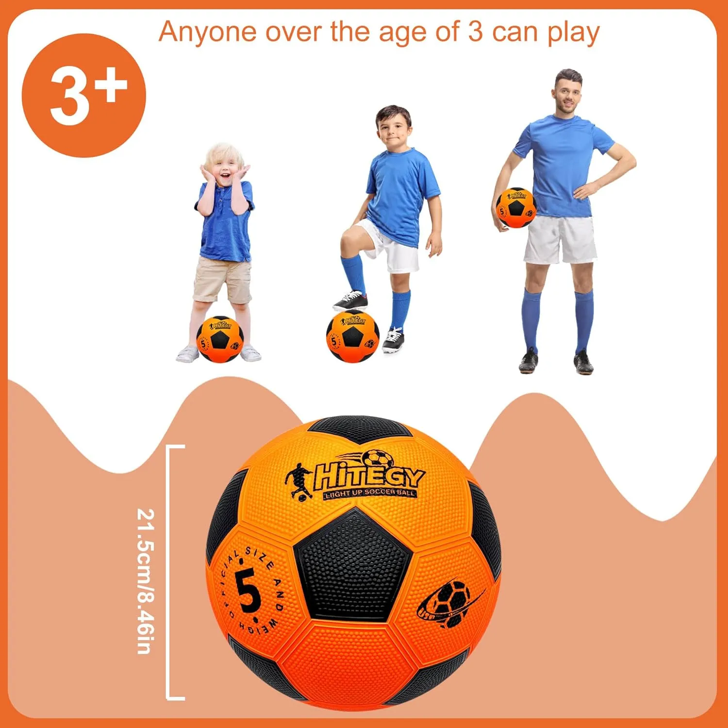 Glow in The Dark Soccer Ball - Water-Resistant, Official Size 5, Light Up with Every Kick, Includes Pump, Manual & Extra Batteries - Perfect Soccer Gifts for Kids and Teen Boys
