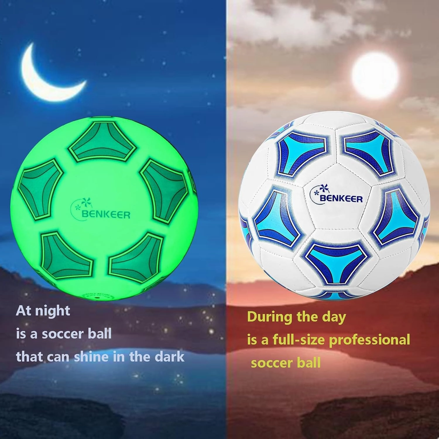 Glow in The Dark Soccer Balls -Size3/4/5 Soccer Gifts for Boys Youth and Adult - Traditional Soccer Balls…