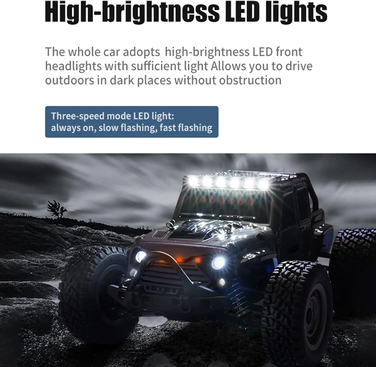 GoolRC 16103 RC Trucks 4x4 Offroad Waterproof 1:16 Off Road RC Car 4WD High Speed RC Trucks 2.4Ghz All Terrains RC Rock Crawler with LED Light and 2 Batteries Electric Toys Vehicle for Kids Adults