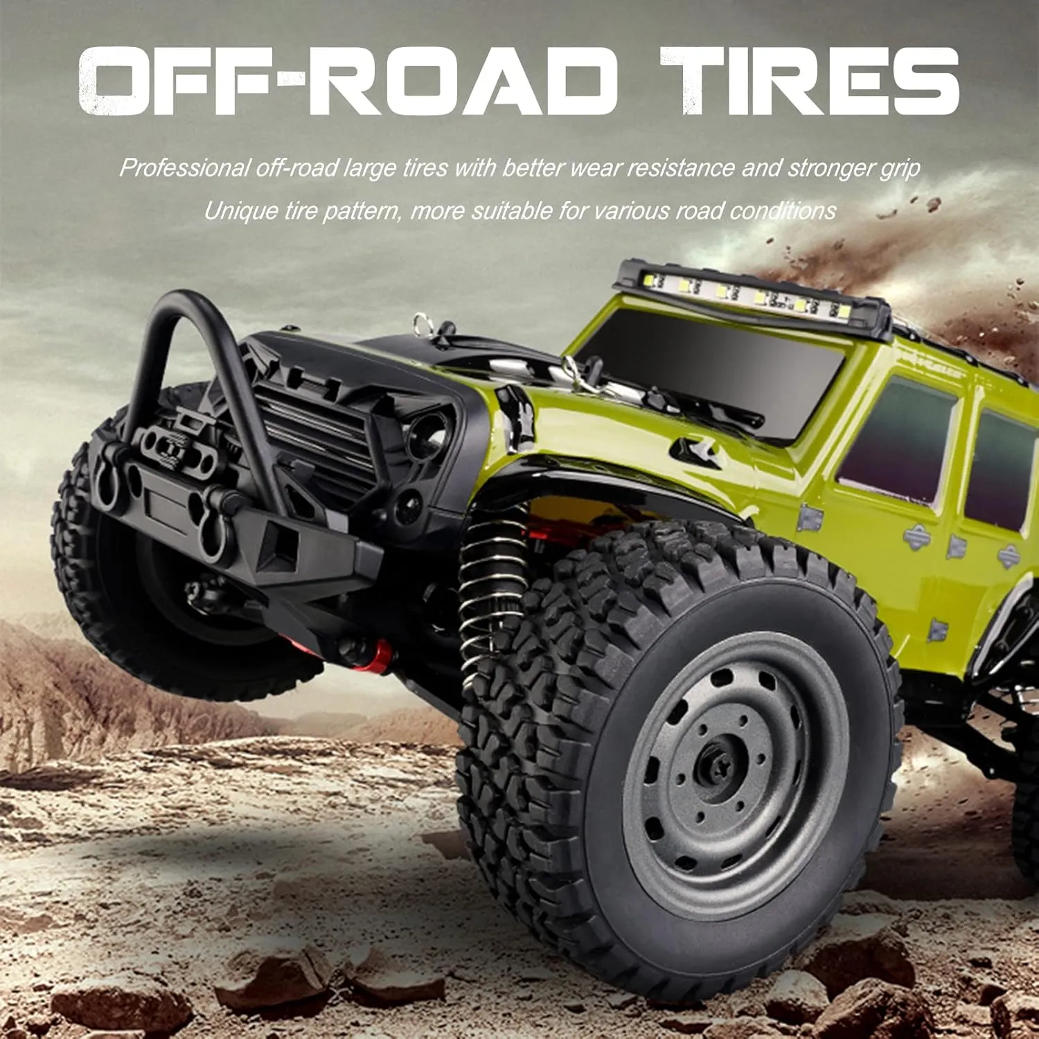 GoolRC 16103 RC Trucks 4x4 Offroad Waterproof 1:16 Off Road RC Car 4WD High Speed RC Trucks 2.4Ghz All Terrains RC Rock Crawler with LED Light and 2 Batteries Electric Toys Vehicle for Kids Adults