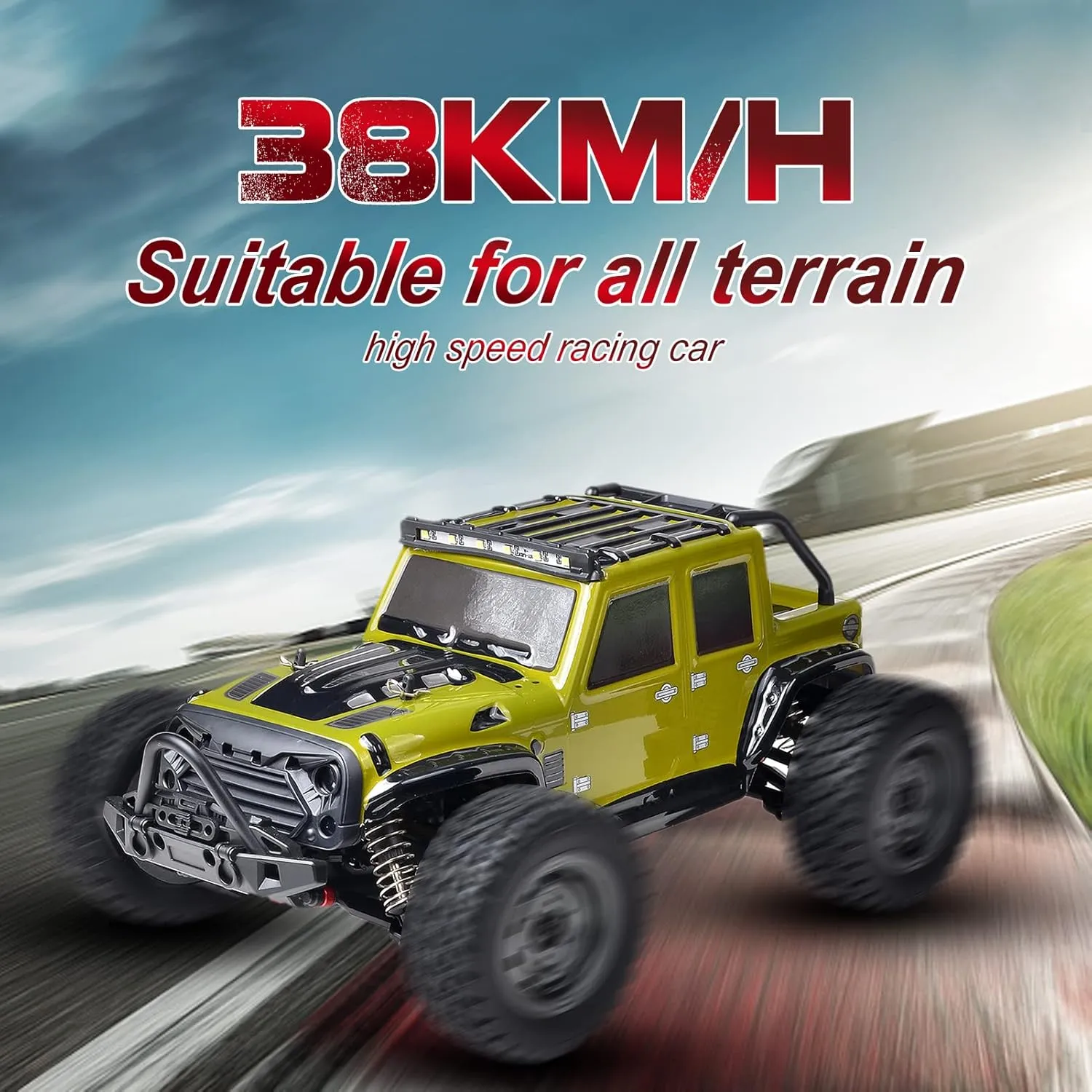 GoolRC 16103 RC Trucks 4x4 Offroad Waterproof 1:16 Off Road RC Car 4WD High Speed RC Trucks 2.4Ghz All Terrains RC Rock Crawler with LED Light and 2 Batteries Electric Toys Vehicle for Kids Adults