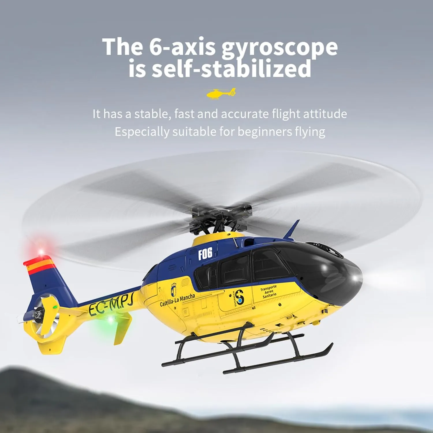 GoolRC Remote Control Helicopter, 1:36 Scale 6 Channel RC Helicopter with Gyro Stabilizer, Brushless Motors, Altitude Hold, Optical Flow Positioning, LED Lights and Battery for Adults (Yellow)