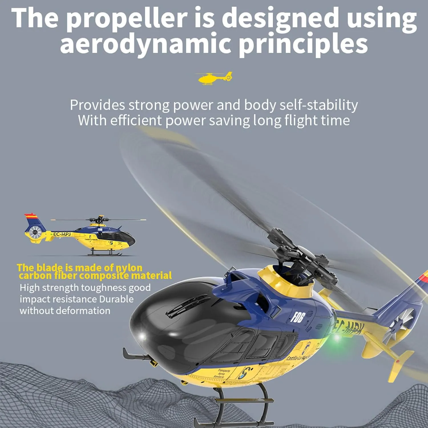 GoolRC Remote Control Helicopter, 1:36 Scale 6 Channel RC Helicopter with Gyro Stabilizer, Brushless Motors, Altitude Hold, Optical Flow Positioning, LED Lights and Battery for Adults (Yellow)
