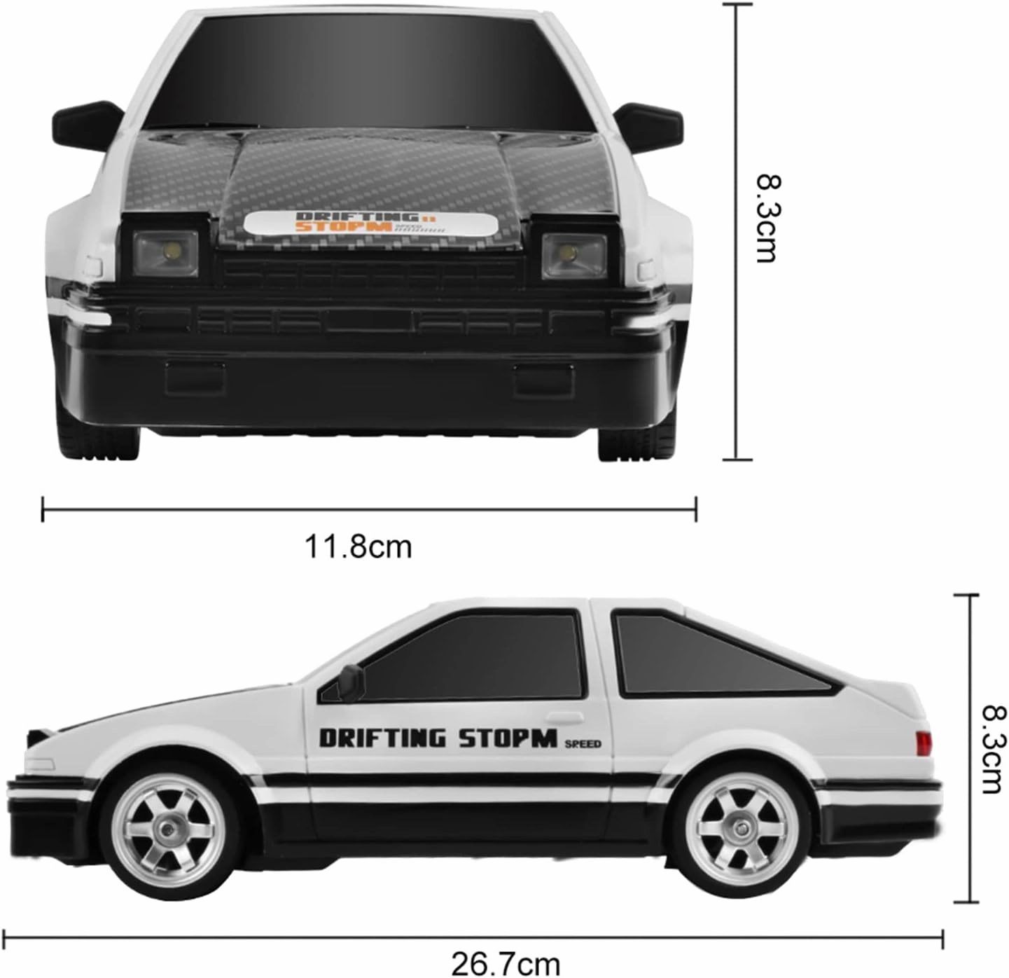 GoolRC Drift Car, 1:16 Scale 4WD RC Racing Car, 30KM/H High Speed with LED Lights, Drifting Tires and 2 Batteries for Kids and Adults (White)