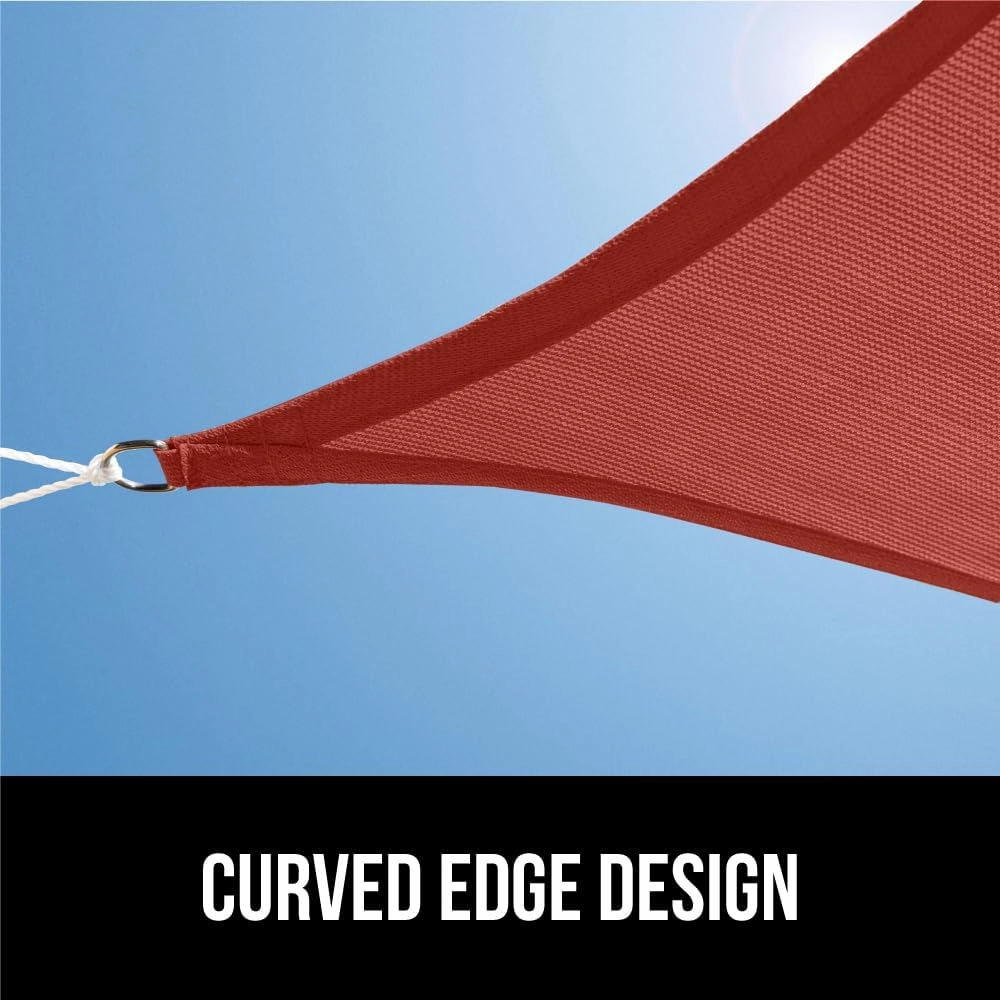 GORILLA GRIP Heavy Duty Sun Shade, UV Protection Fade Tear and Rust Resistant Rectangle Sunshade Canopy, Curved Edges Blocks Sunlight, Breathable Sail, Outdoor Patio, Lawn Garden 10x10 FT Terra