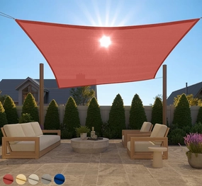 GORILLA GRIP Heavy Duty Sun Shade, UV Protection Fade Tear and Rust Resistant Rectangle Sunshade Canopy, Curved Edges Blocks Sunlight, Breathable Sail, Outdoor Patio, Lawn Garden 10x10 FT Terra