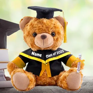 Graduation Gifts for Her Personalized Bear with Text, Brown Teddy Bear Stuffed Animal Personalized Gifts as Graduation Gifts for Him 2025 High School/College/Masters Graduation Gifts (10-in-Text)