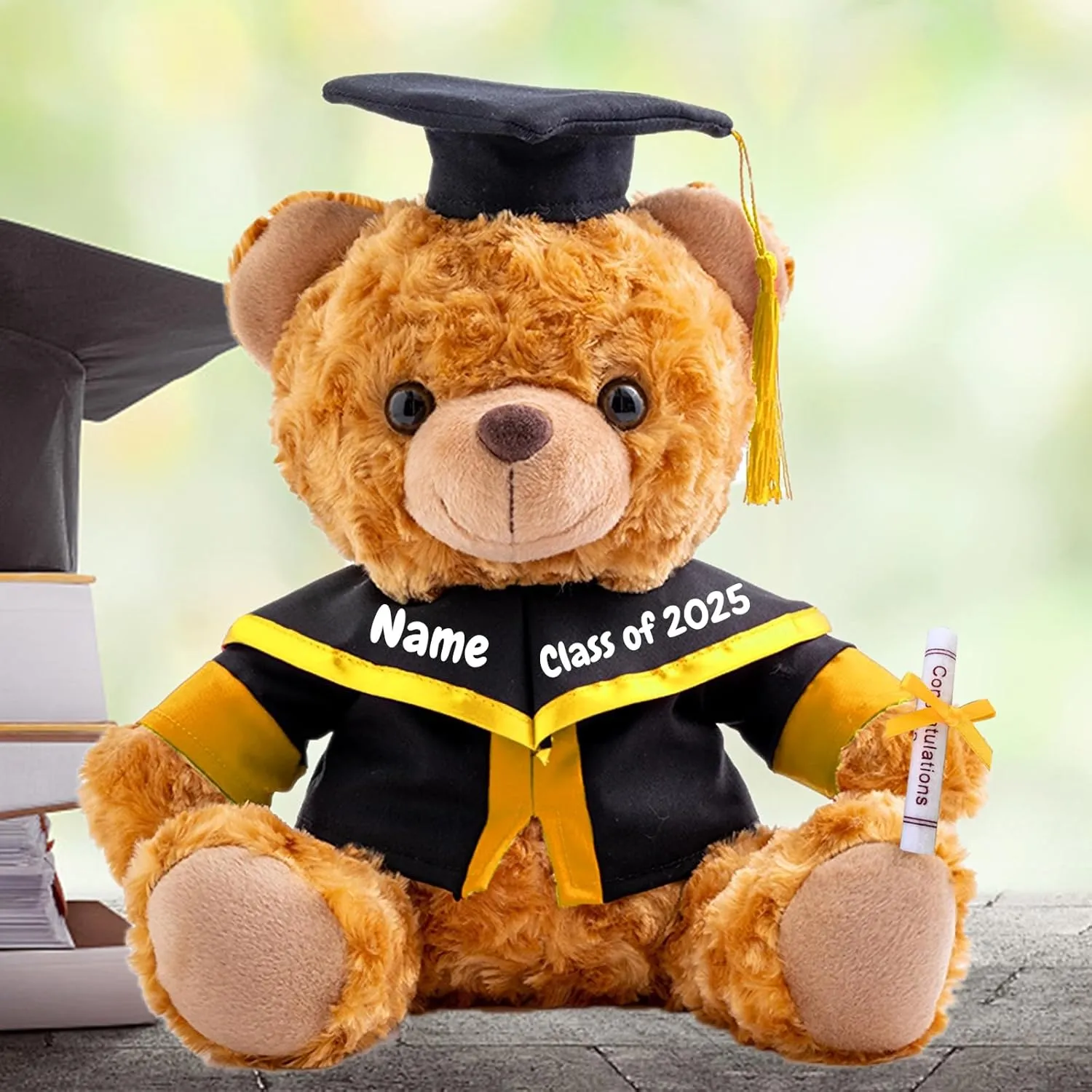 Graduation Gifts for Her Personalized Bear with Text, Brown Teddy Bear Stuffed Animal Personalized Gifts as Graduation Gifts for Him 2025 High School/College/Masters Graduation Gifts (10-in-Text)