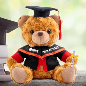 Graduation Gifts for Her Personalized Bear with Text, Brown Teddy Bear Stuffed Animal Personalized Gifts as Graduation Gifts for Him 2025 High School/College/Masters Graduation Gifts (10-in-Text)