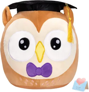 Graduation Owl Plush Pillow Class of 2025 Cute Stuffed Animal with Graduation Cap Soft Sofa Cushion Stretchy Plushy Toy Gifts for Boys Girls for Preschool and College High School 12"