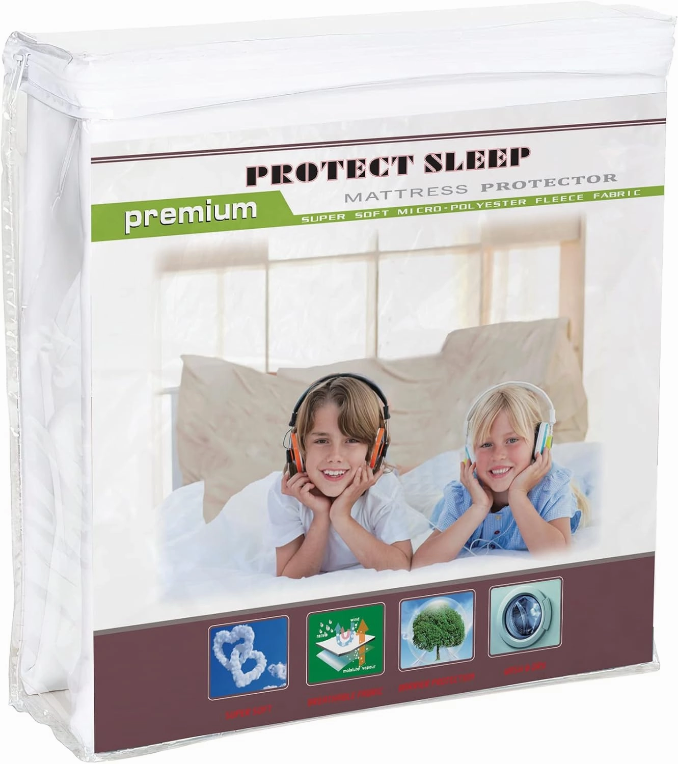 Greaton Ultra Plush Mattress Protector for 6" to 9" Mattresses, Heavy Duty Waterproof Zippered Bedbug Protectors, Washable Fabric, Dirt and Fungus Proof, Twin, White