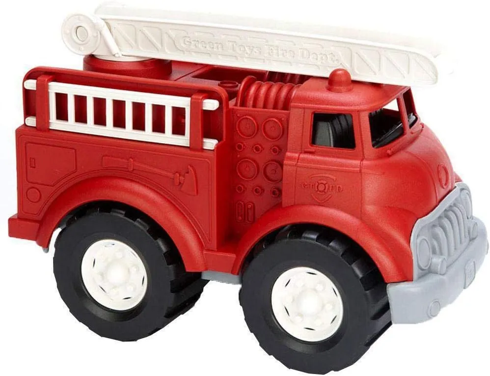 Green Toys Fire Truck - BPA , Phthalates Free Imaginative Play Toy for Improving Fine , Gross Motor Skills. for Kids,Red