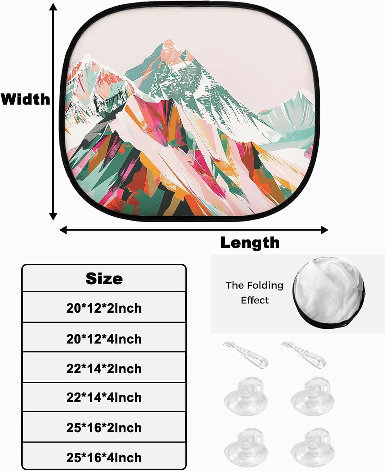 Green Orange Car Side Window Sun Shade,Sun Blocker and UV Rays Protection Car Window Sunshade,4 Pack Privacy Cling Mesh Car Window Screens Cover 20"x12" Abstract Mountains Range Modern Painted Art