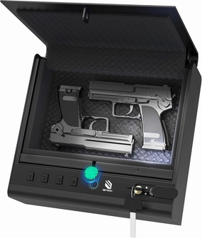 Gun Safe for Handgun, Large Capacity Biometric Pistol Safe with 99.9% Accuracy Fingerprint Quick Access - Ideal for Nightstand, Car, Bedside, Wall