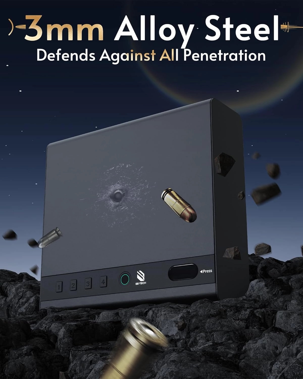 Gun Safe for Handgun, Large Capacity Biometric Pistol Safe with 99.9% Accuracy Fingerprint Quick Access - Ideal for Nightstand, Car, Bedside, Wall