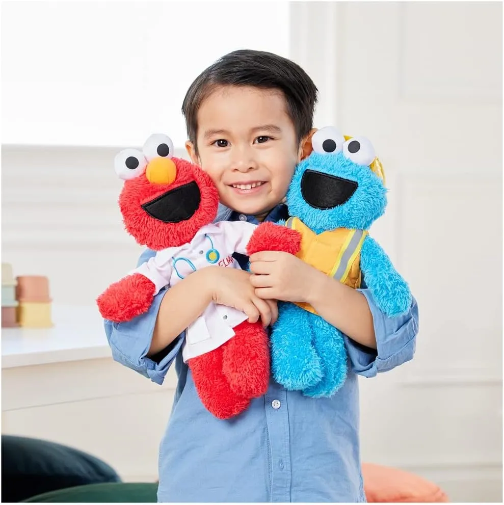 GUND Sesame Street Official Construction Worker Cookie Monster Muppet Plush, Premium Plush Toy for Ages 1 & Up, Blue/Orange, 13”