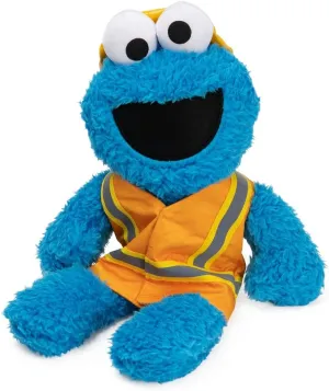 GUND Sesame Street Official Construction Worker Cookie Monster Muppet Plush, Premium Plush Toy for Ages 1 & Up, Blue/Orange, 13”