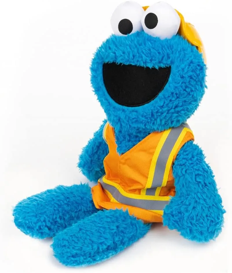 GUND Sesame Street Official Construction Worker Cookie Monster Muppet Plush, Premium Plush Toy for Ages 1 & Up, Blue/Orange, 13”