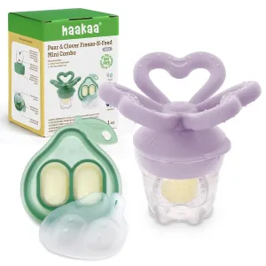 Haakaa Clover Baby Fruit Feeder Teether & Mini Freezer Nibble Tray – BPA-Free Silicone Breastmilk Popsicle Mold for Baby Teething Relief & Self-Feeding, 4M  (Lavender)