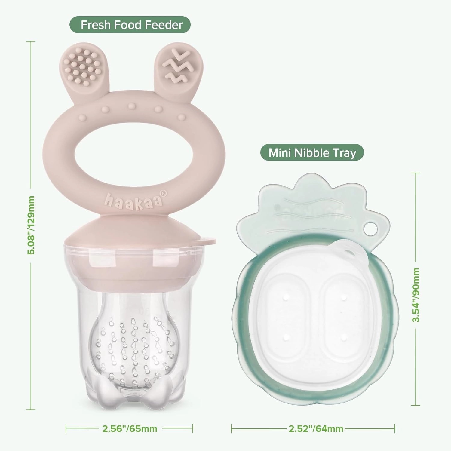 Haakaa Baby Fruit Food Feeder & Mini Freezer Nibble Tray Combo, Breastmilk Popsicle Molds for Baby Cooling Relief, BPA Free Silicone Feeder for Safe Infant Self Feeding, 4 Month  (Blush)