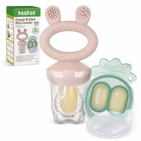 Haakaa Baby Fruit Food Feeder & Mini Freezer Nibble Tray Combo, Breastmilk Popsicle Molds for Baby Cooling Relief, BPA Free Silicone Feeder for Safe Infant Self Feeding, 4 Month  (Blush)