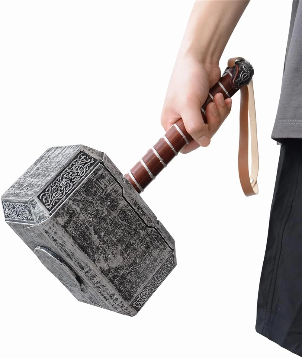Halloween Hammer Cosplay Weapons, PU Battle Foam Axe Great for LARP Birthdays Gift