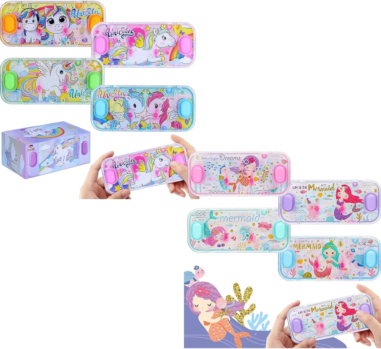 Handheld Water Games for Kids, 8 Packs Cute Theme Water Toss Ring Game Aqua Toy for Kids
