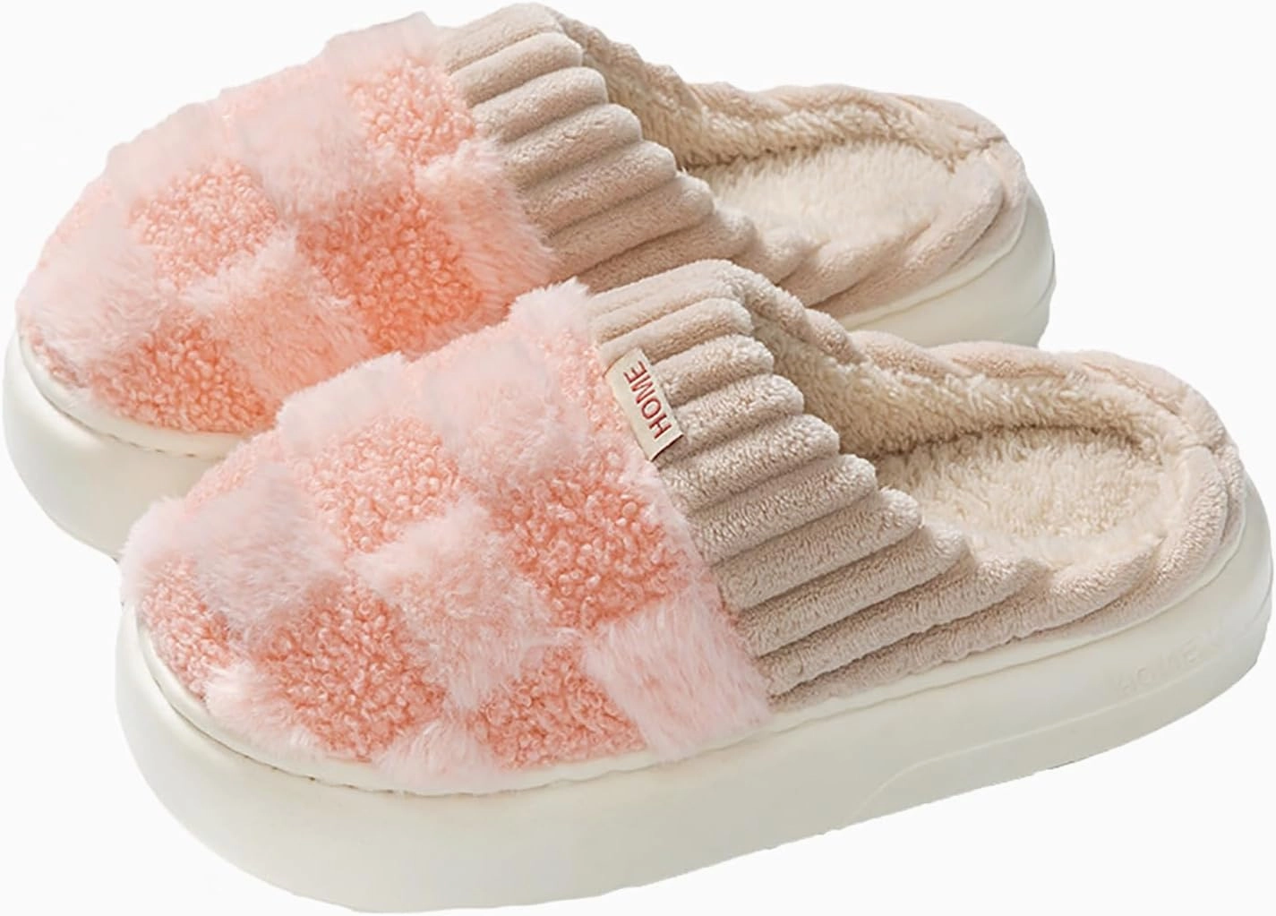 HANDKEI Cute Cartoon Flower Warm and Non slip Women's Winter Home Plush Slippers