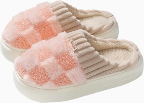 HANDKEI Cute Cartoon Flower Warm and Non slip Women's Winter Home Plush Slippers