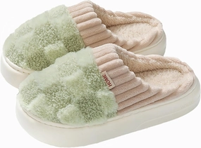 HANDKEI Cute Cartoon Flower Warm and Non slip Women's Winter Home Plush Slippers