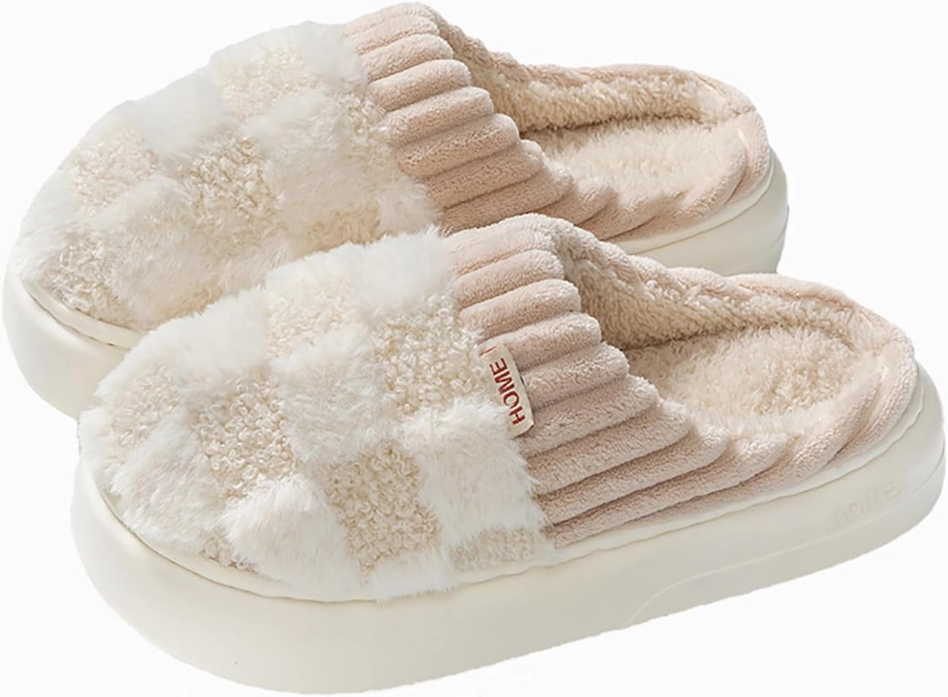 HANDKEI Cute Cartoon Flower Warm and Non slip Women's Winter Home Plush Slippers