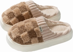 HANDKEI Cute Cartoon Flower Warm and Non slip Women's Winter Home Plush Slippers