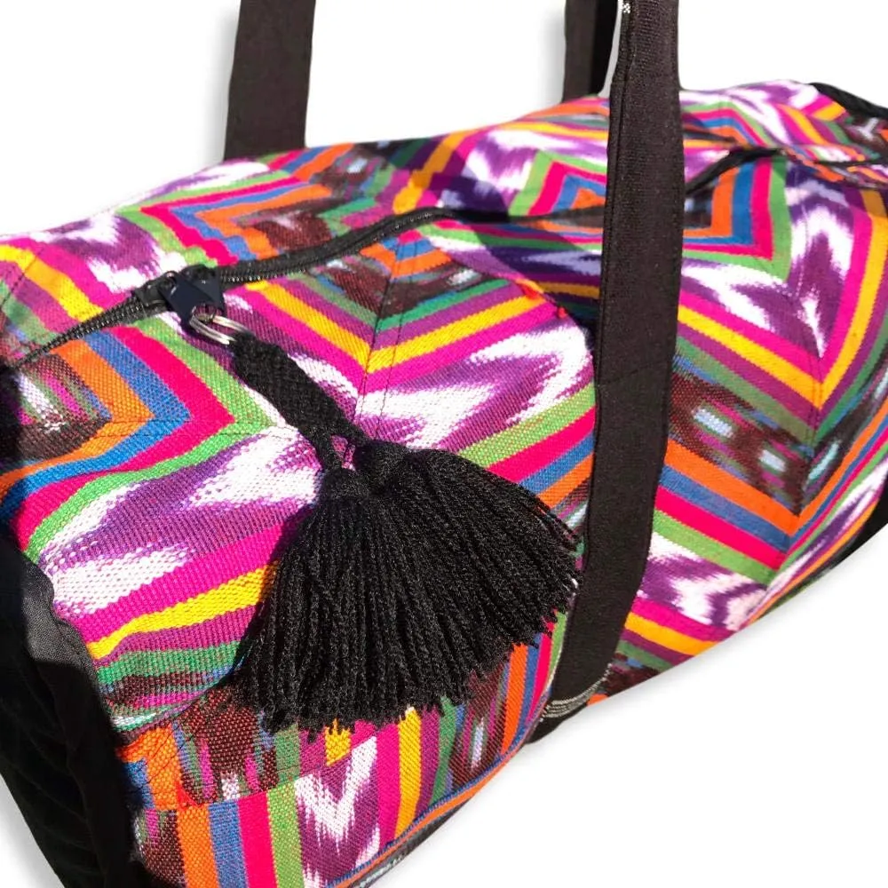 Handmade Guatemalan Tipico - Maya Geometry - Carry-on Duffel Bag (Medium, Bright Stripes)